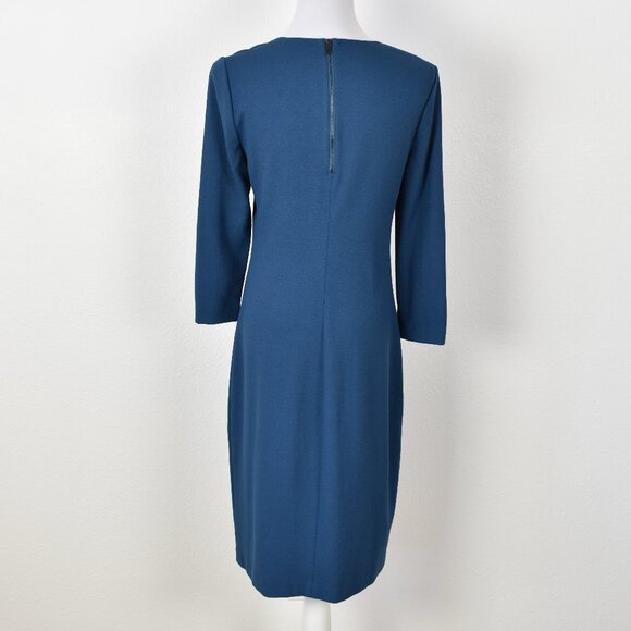 Vince 3/4 Sleeve Boucle Sheath Dress Teal Blue - M - Picture 5 of 9